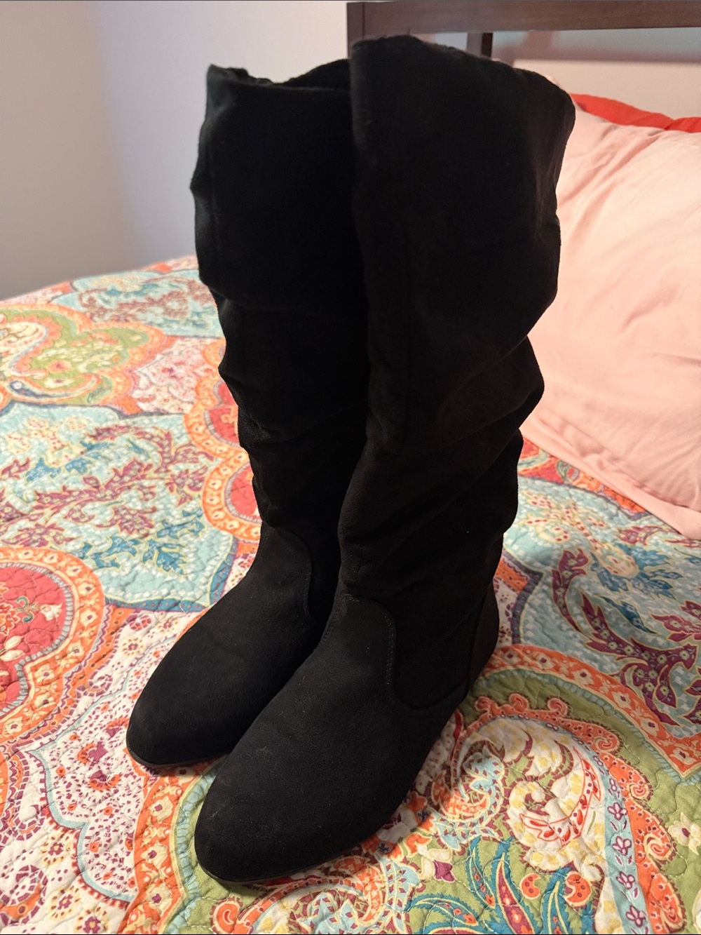 Hot Cakes Black Tall Slouchy Heeled Boots